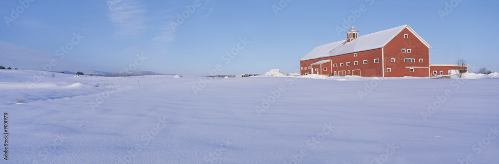 Red Barn in snow, Lyndonville, Vermont