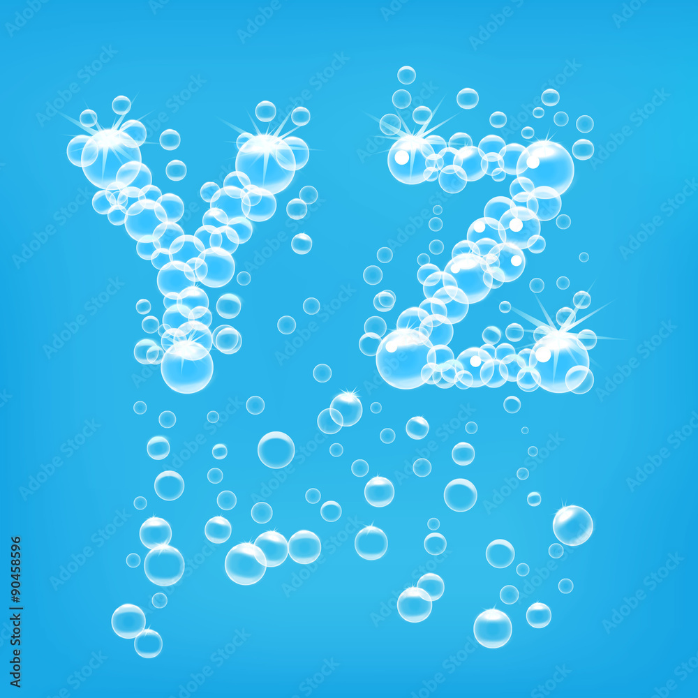 Alphabet of soap bubbles vector illustration
