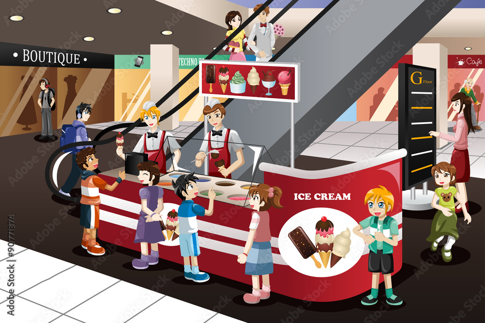 排队等冰淇淋的孩子