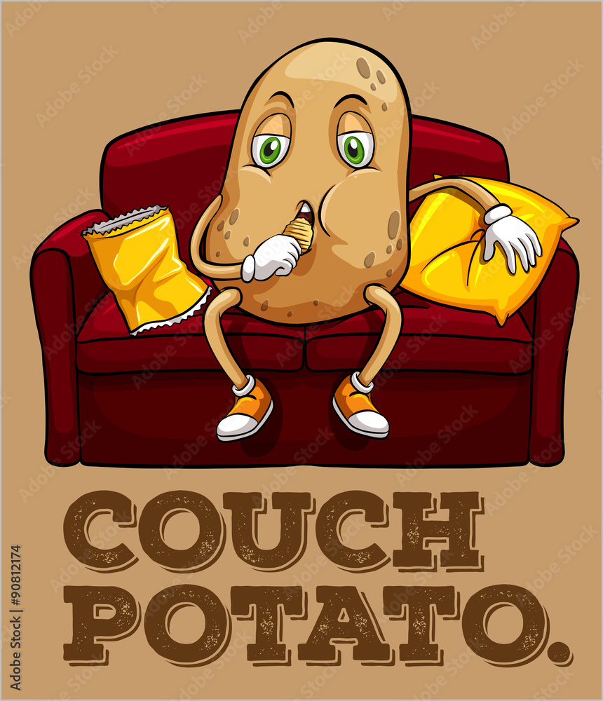 土豆坐在沙发上