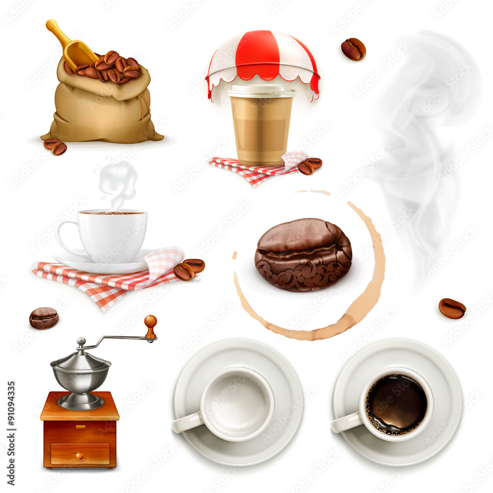 Coffee, icon set and elements