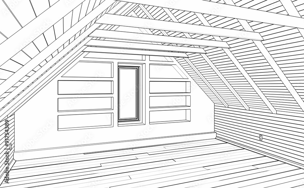Dach-Wohnung leer (Zeichnung)