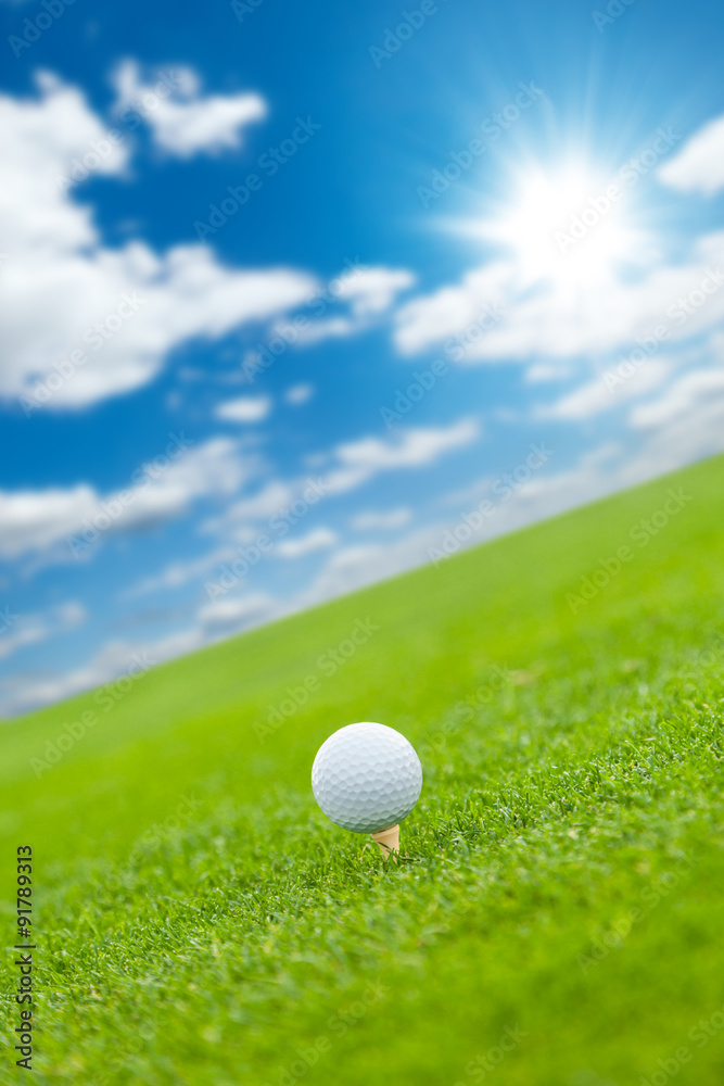 绿色草坪上的高尔夫球