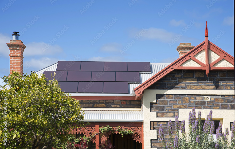 Solar panels on old heritage house