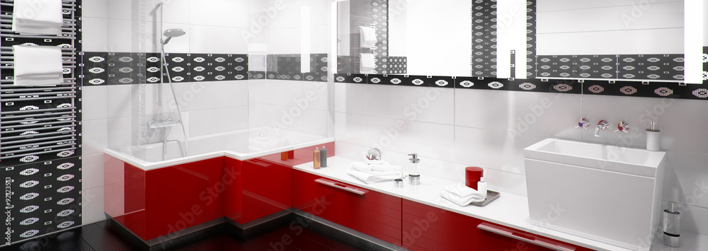 Red accented Bathroom (panoramic)