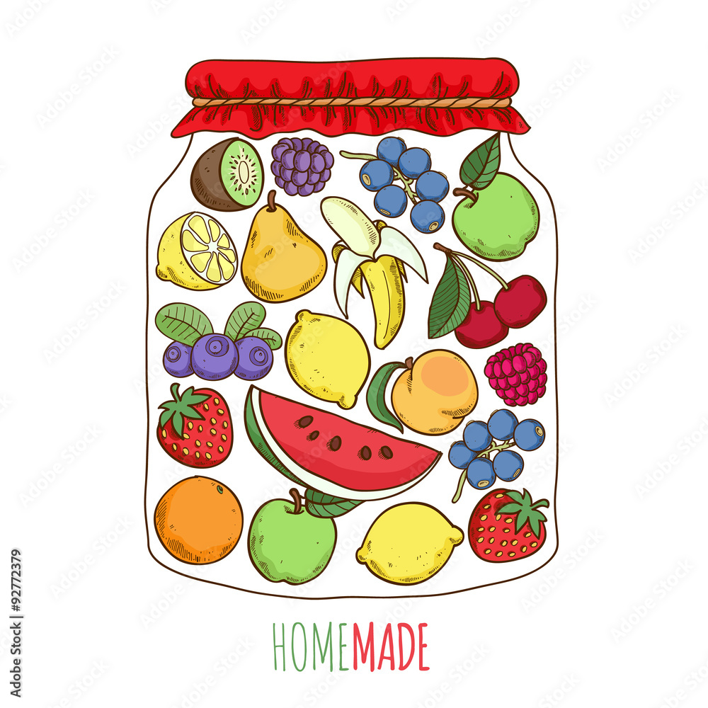 自制水果浆果果酱保存了概念图。