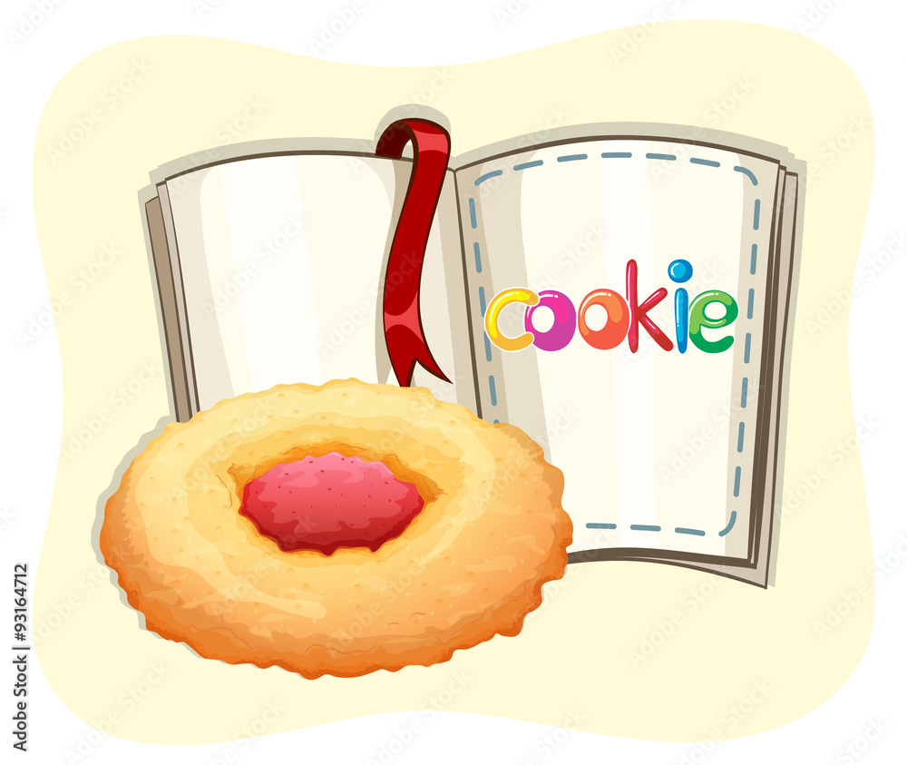 Cookie with jam and book