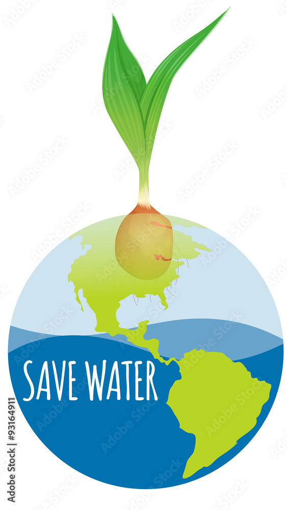 Save water diagram with earth and plant