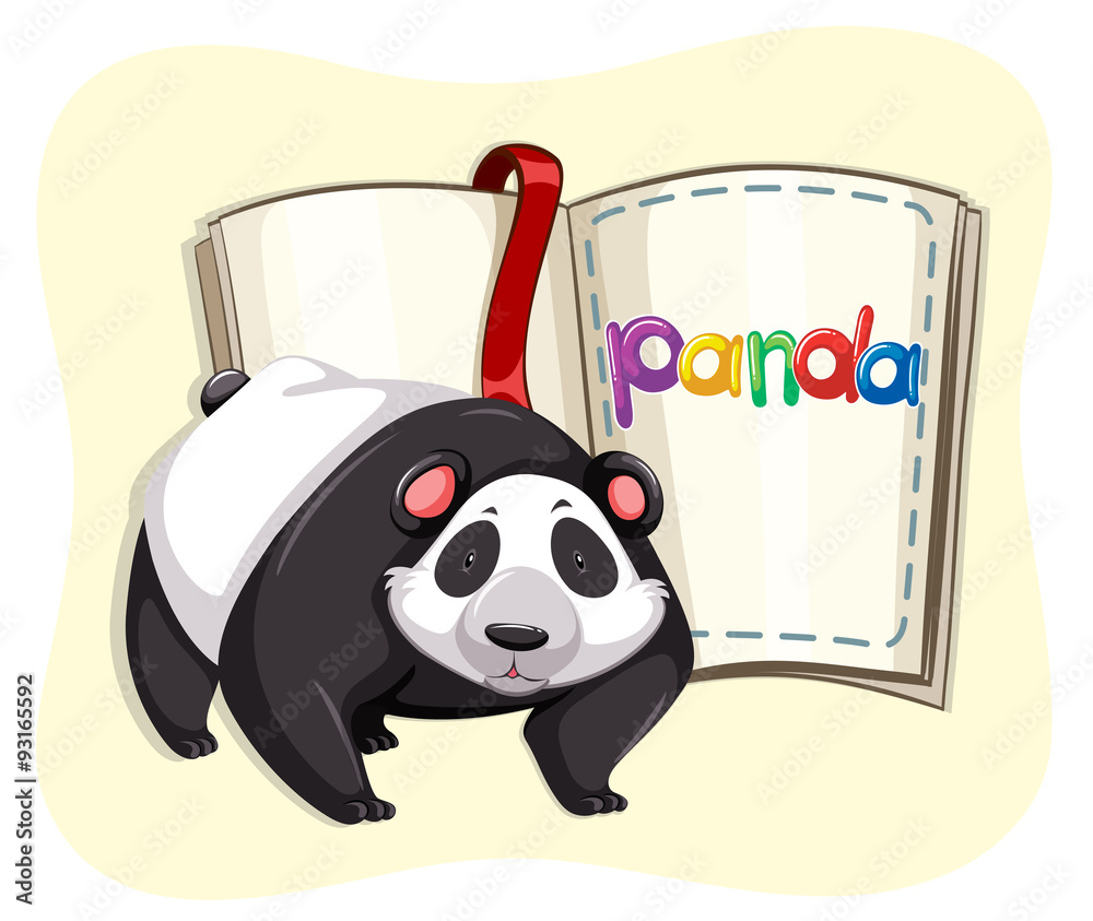 Cute panda and a book