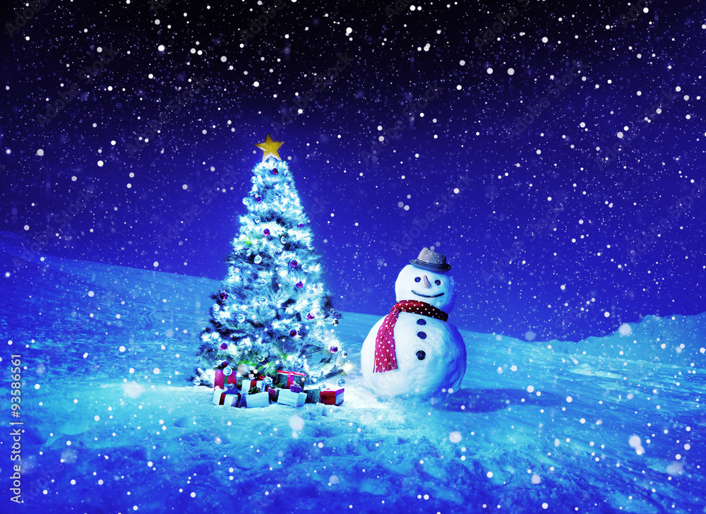 Christmas Holiday Christmas Tree Snowman Decoration Concept