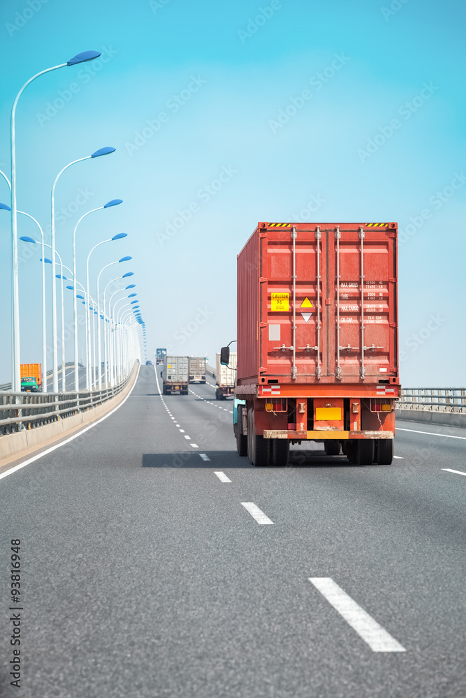 container truck on the bridge