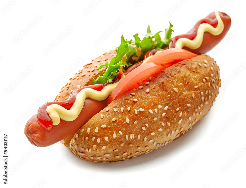 Hot dog on white background