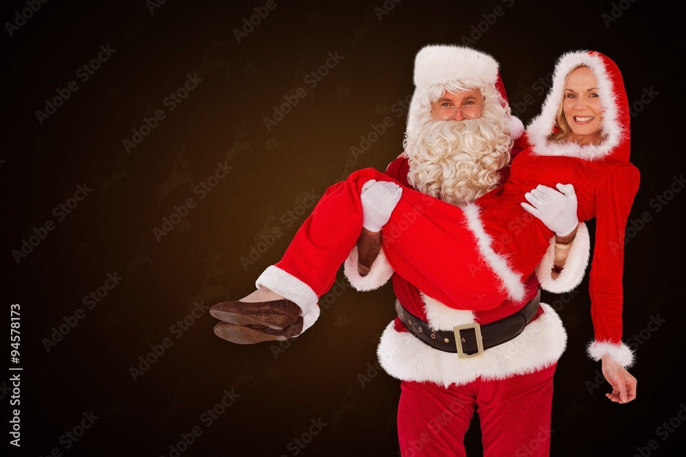 圣诞老人和克劳斯夫人对着镜头微笑的合成图像