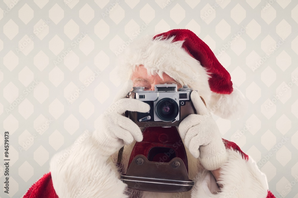 圣诞老人正在拍照的合成图像