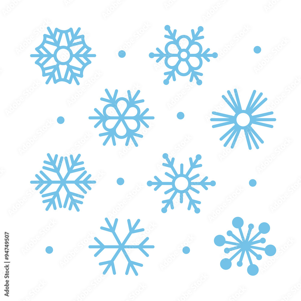 Simple Flat Snowflakes Icon Set