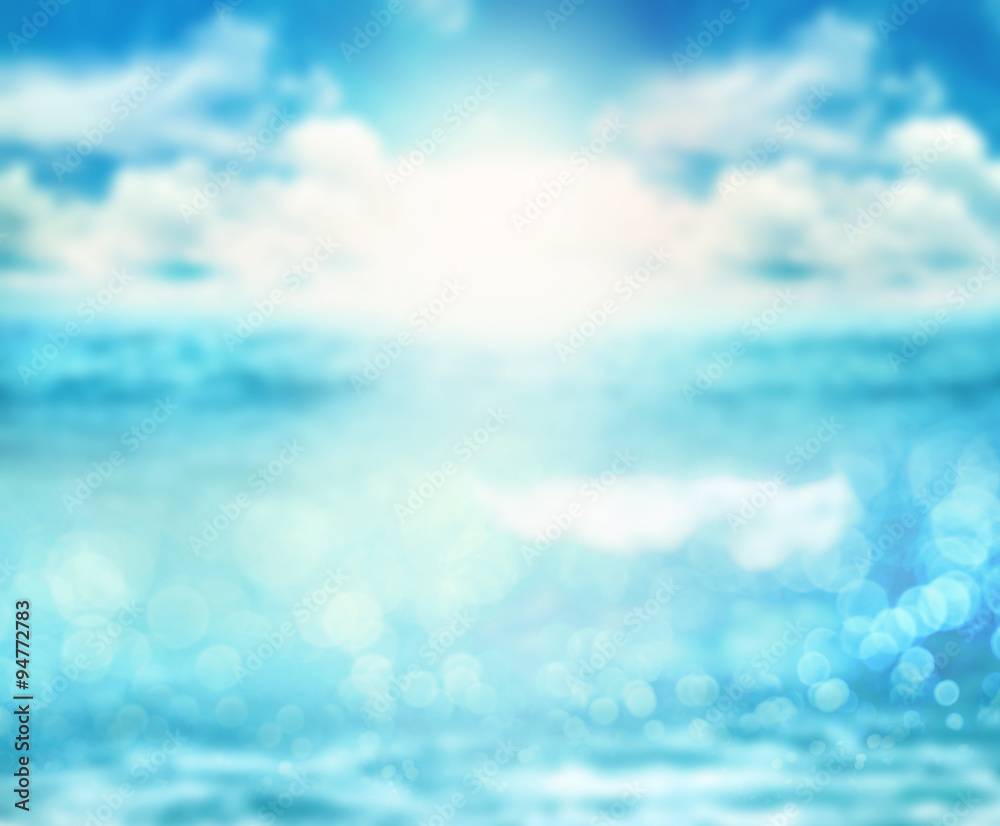 abstract blure light on sea and ocean background for summer 