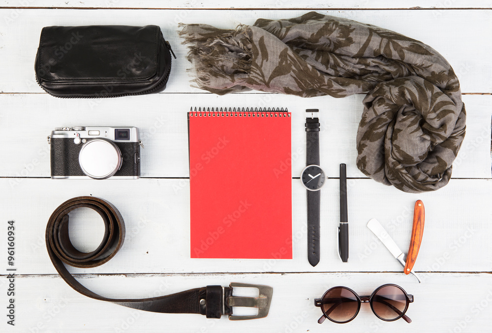 Travel concept - a set of cool mens accessories