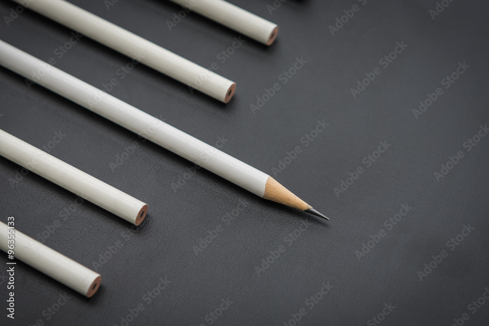 黑色铅笔中的一支白色铅笔