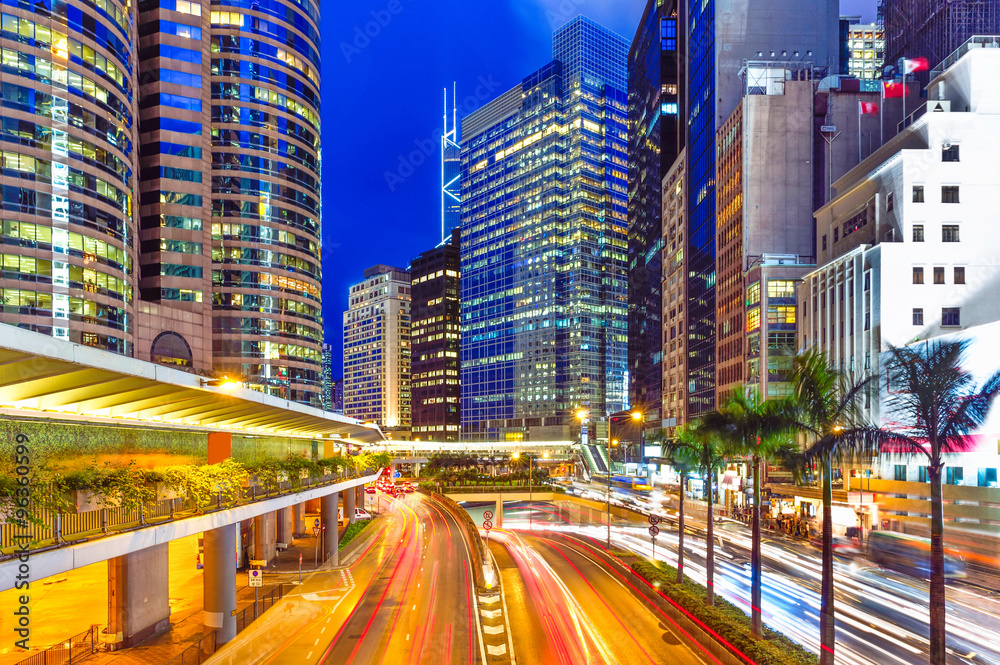 中国香港现代城市之夜