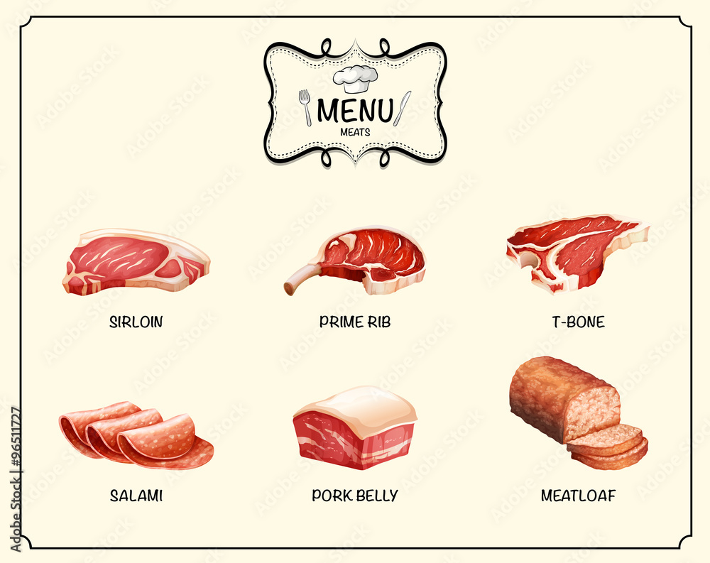 不同种类的肉制品