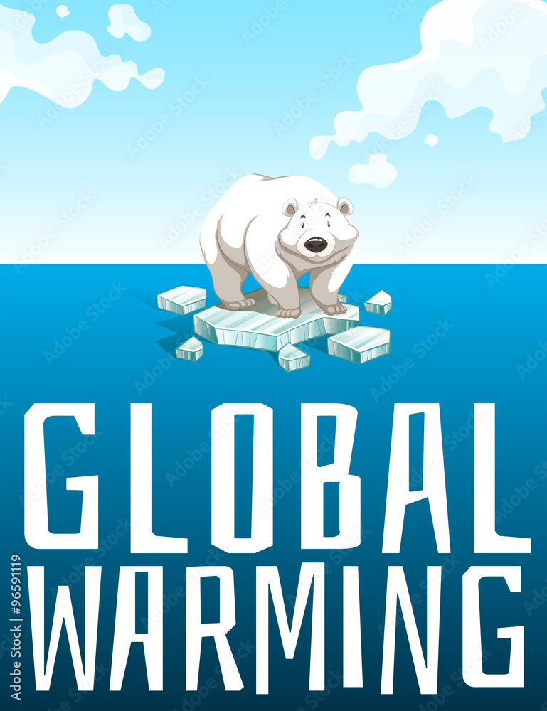 北极熊的全球变暖主题