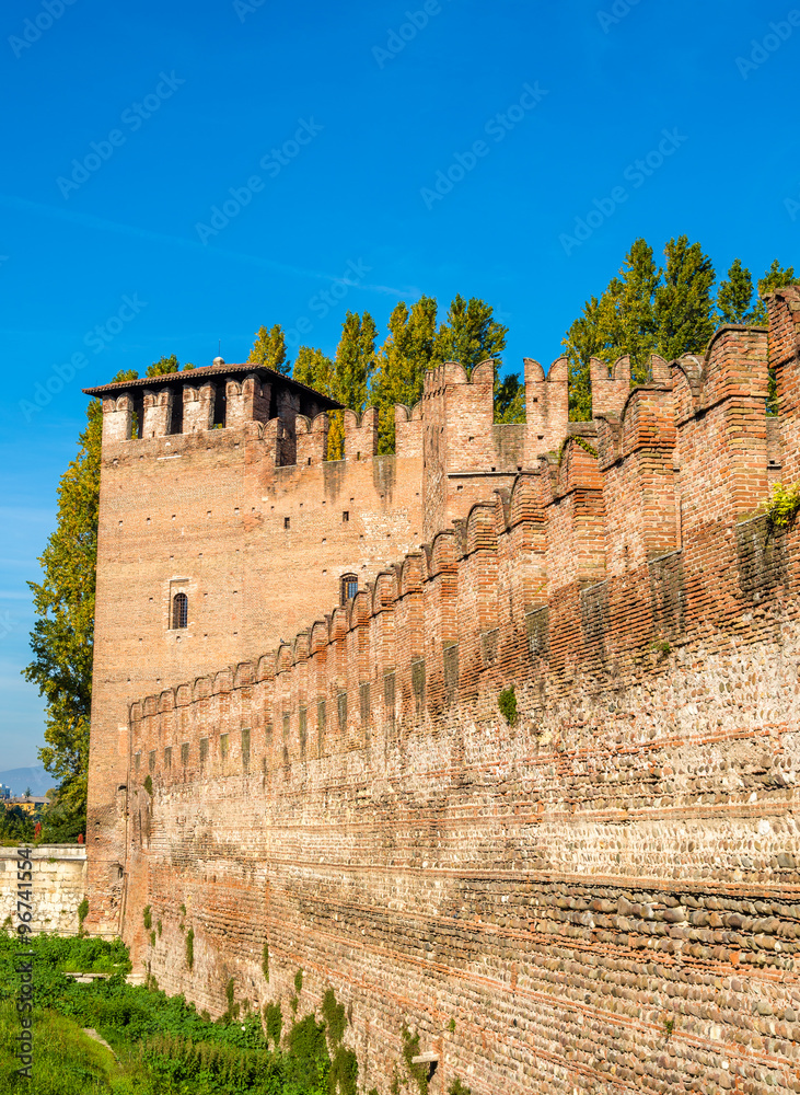 意大利维罗纳卡斯泰尔韦基奥堡垒的城墙