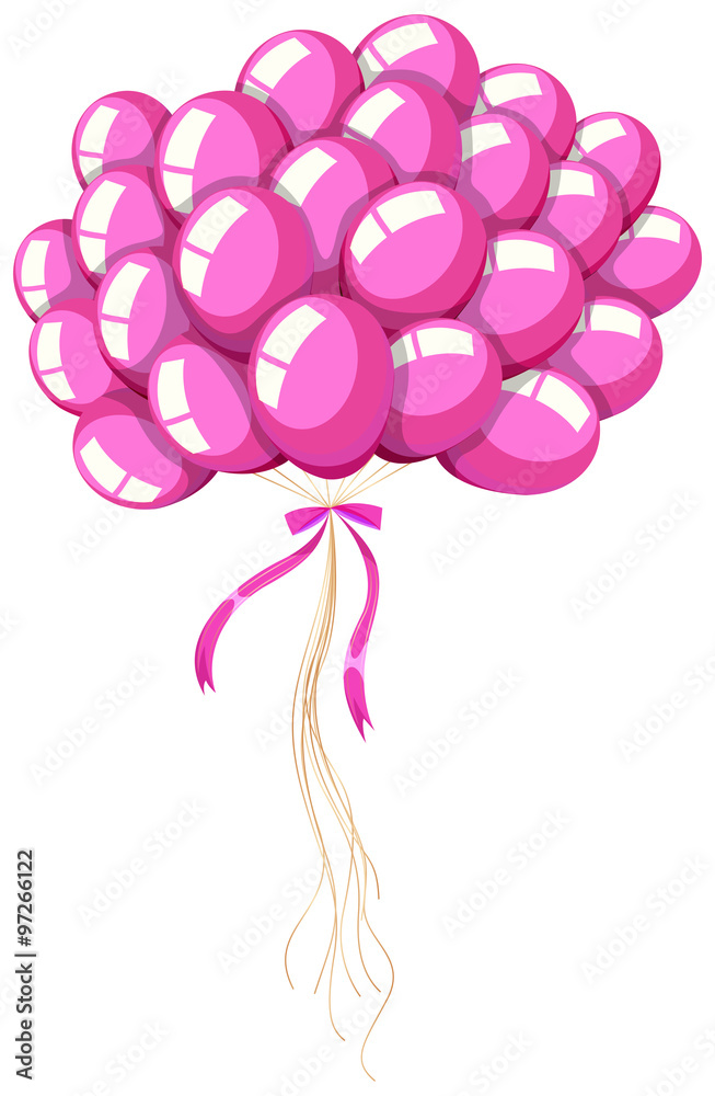 一束带丝带的粉红色气球