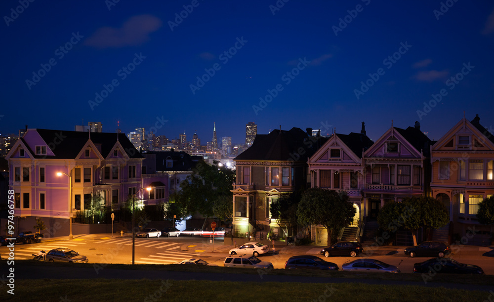 San Francisco night view photos form Alamo square 