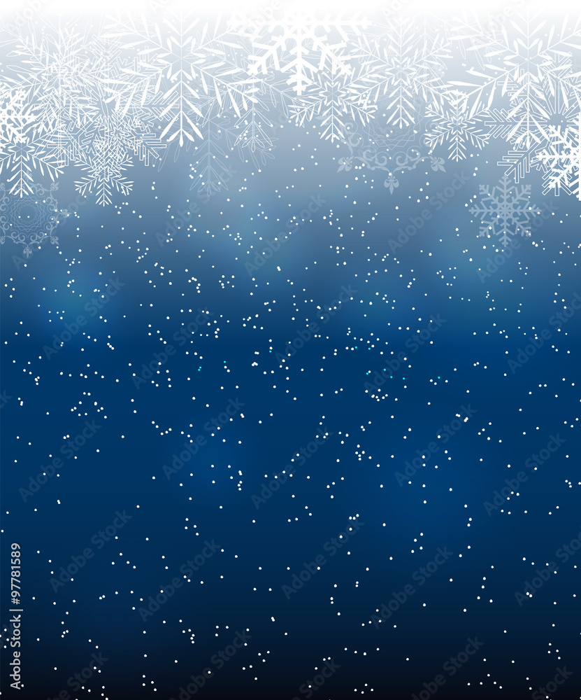 抽象的美丽圣诞节和新年背景与雪，雪花。矢量插图