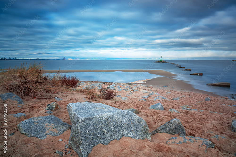 Baltic sea scenery in winter time, Poland