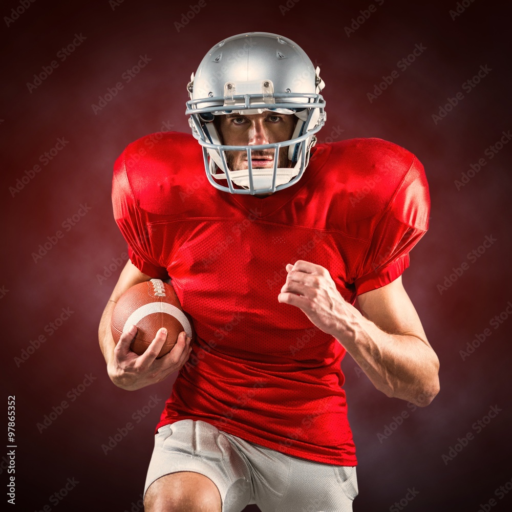 Composite image of american football player running