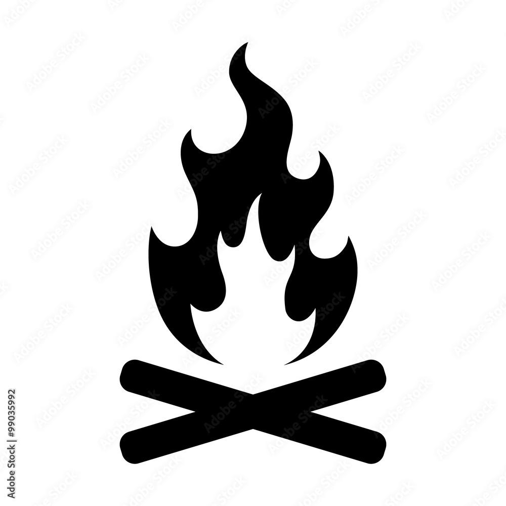 Campfire / bonfire flat icon for travel apps and websites