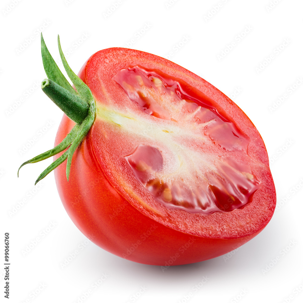 Tomato. Half isolated on white. With clipping path.