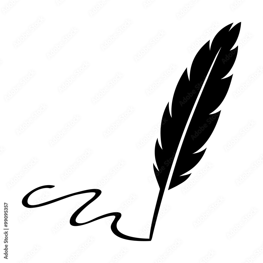 羽毛羽毛笔签名平面图标，适用于应用程序和网站