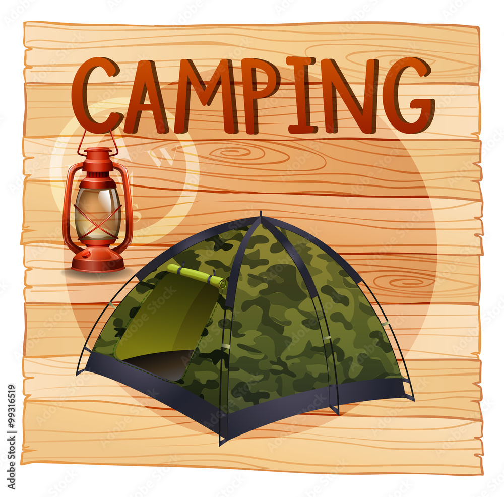 带灯笼和帐篷的露营设备