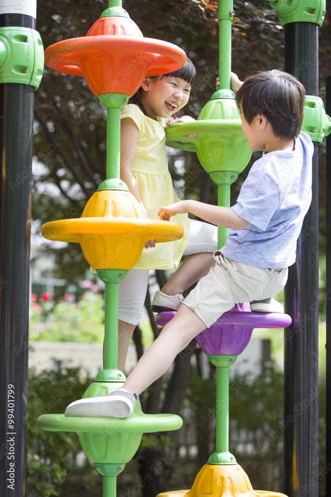 Children playing in amusement park