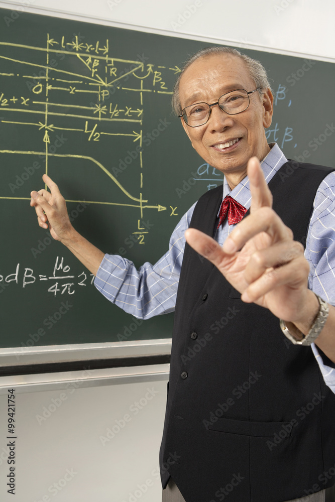 Teacher Pointing To Blackboard