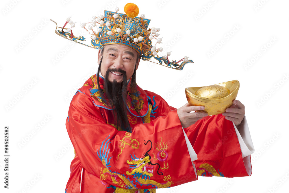 Chinese God of Wealth celebrating Chinese New Year