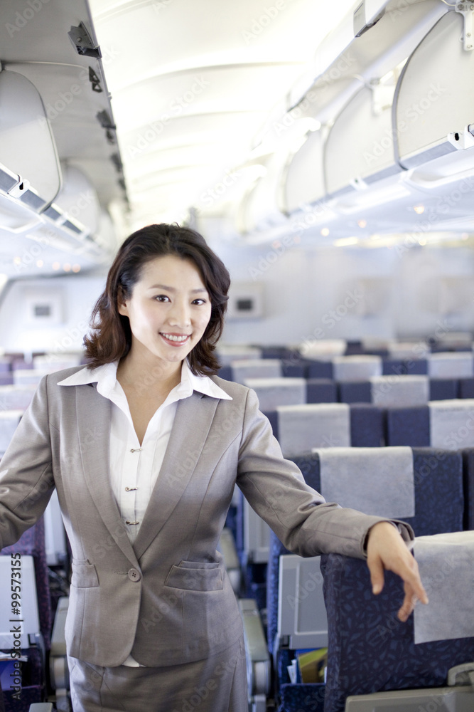 女商人在飞机上的肖像