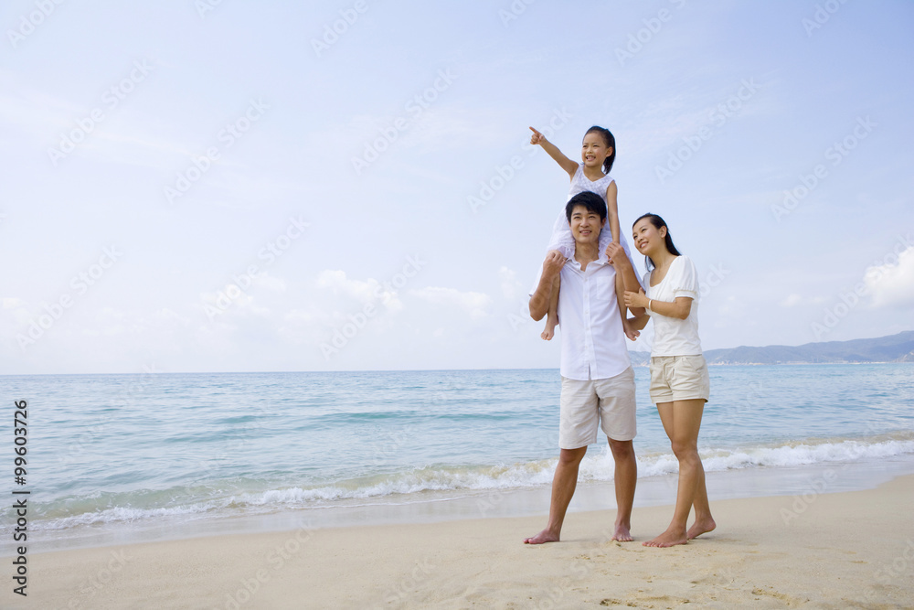海滩上的年轻家庭