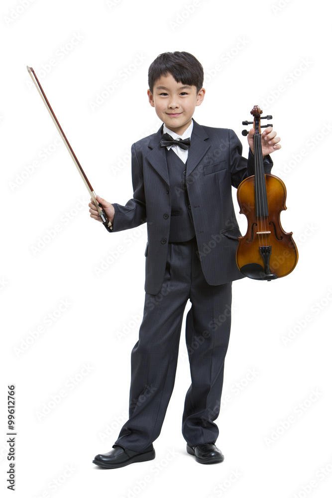 Boy holding a violin