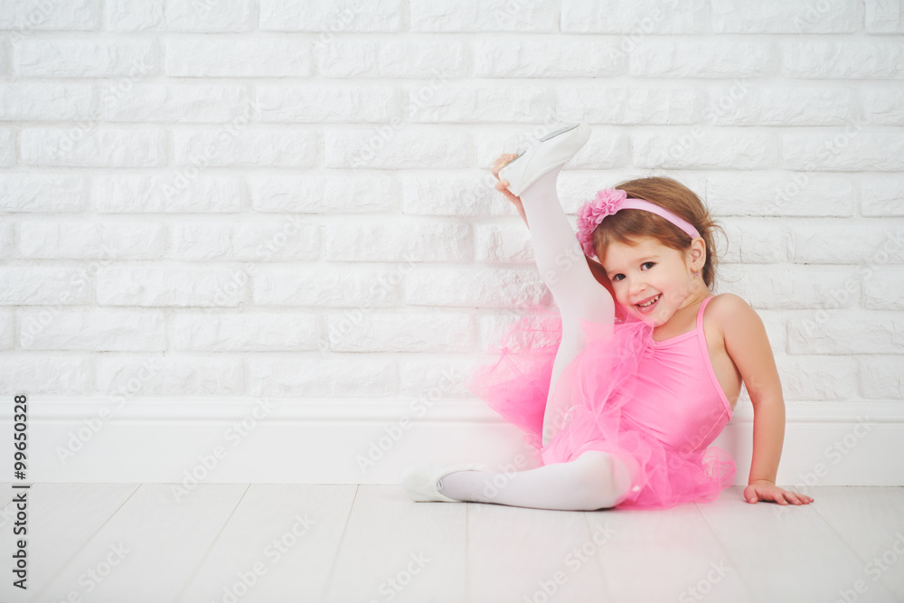 little girl dancer ballet ballerina stretching