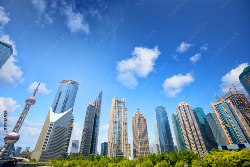 中国浦东地区的上海城市摩天大楼