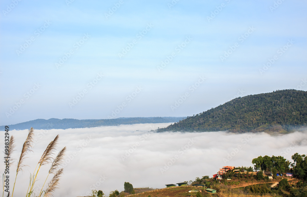 Morning fog on mountians at Khaokho,Phetchabun province,Thailand
