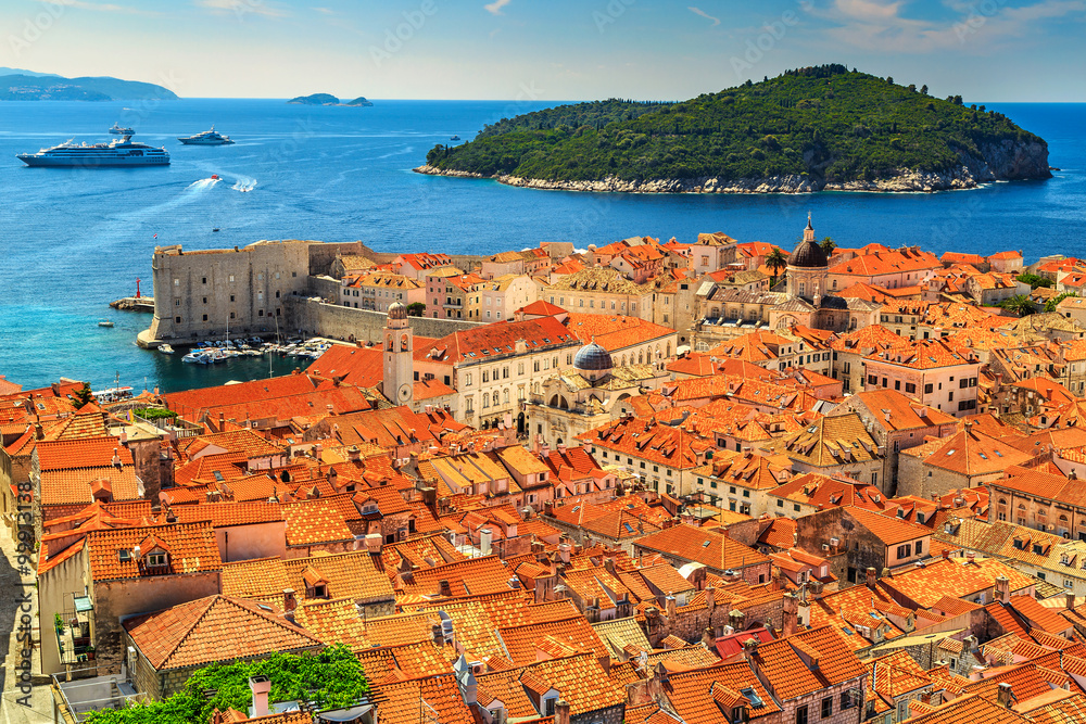 Old city of Dubrovnik panorama from the city walls,Croatia