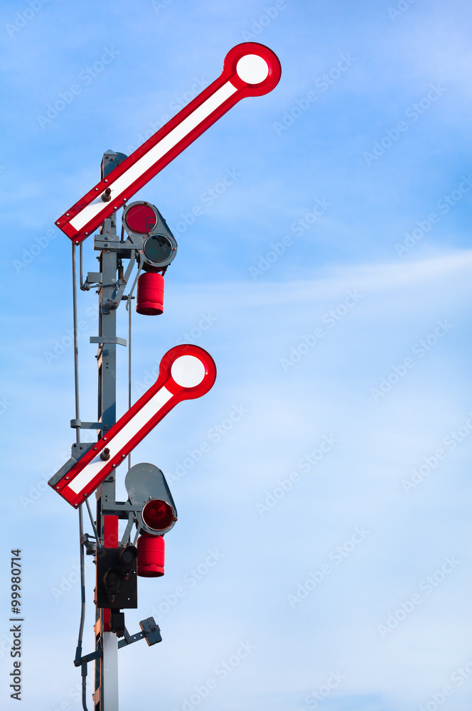 出发列车信号显示前进/蒸汽机车时代的旧双线信号生效