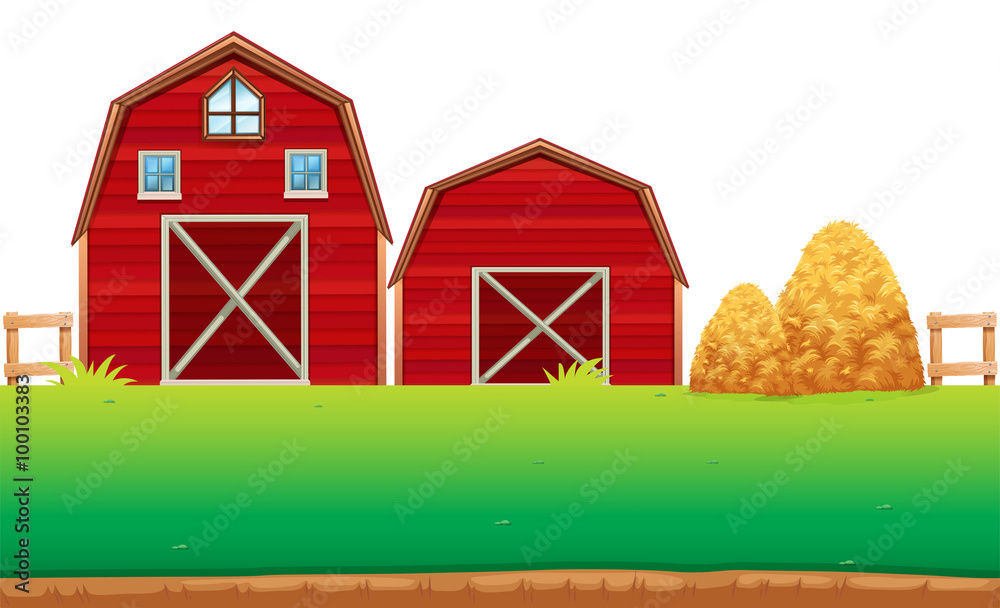 农场上的红色谷仓