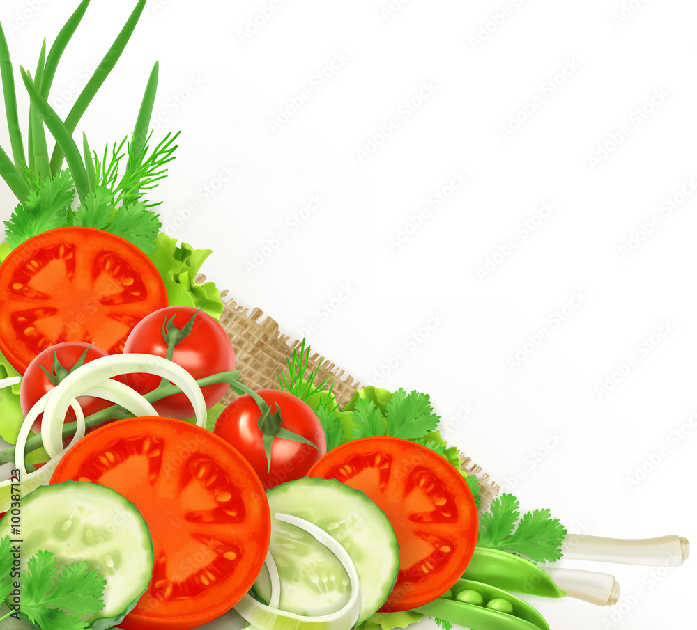 Group of fresh vegetables, vector design element