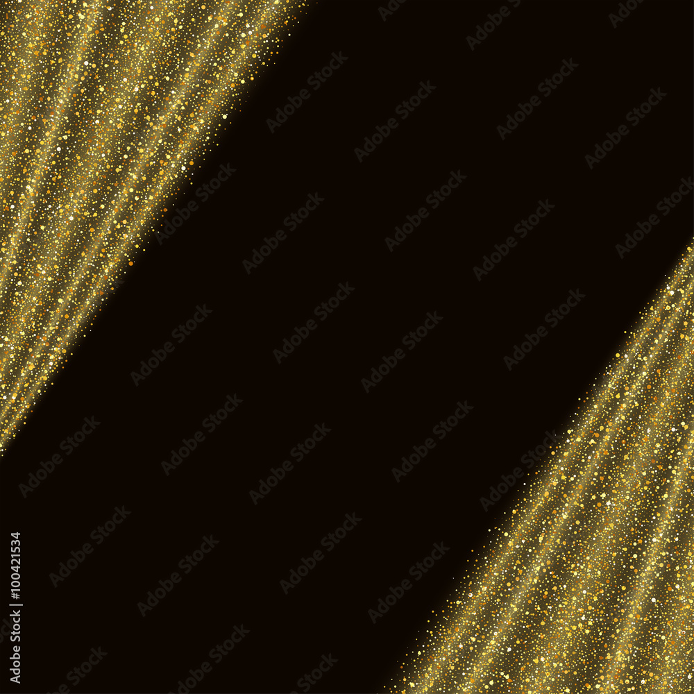 矢量金色闪光波浪抽象背景，黑色背景金色闪光，vip设计templa