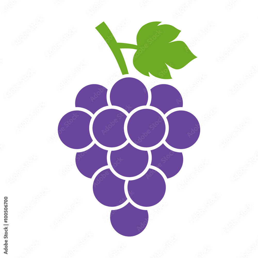 食品应用程序和网站上的一束带扁平颜色图标的葡萄酒葡萄